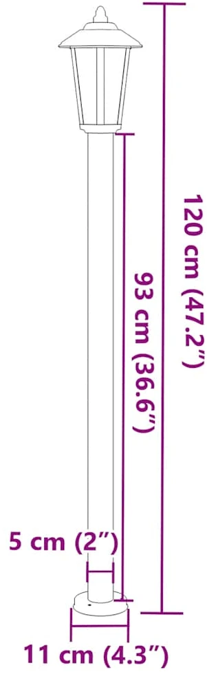 Lauko šviestuvai, 3vnt., juodi, 120cm, nerūdijantis plienas