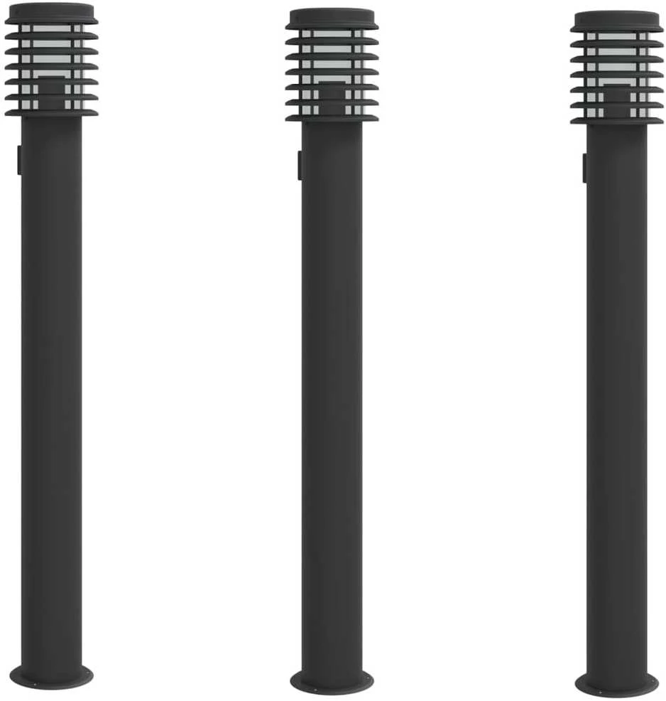 Lauko šviestuvai su išvedimu, 3vnt., juodi, 110cm, plienas