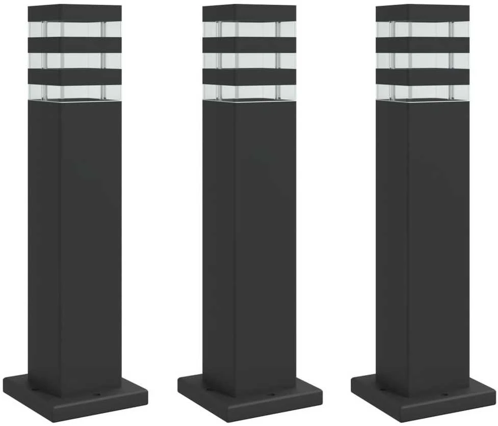 Lauko šviestuvas, 3vnt., juodas, 50cm, aliuminis