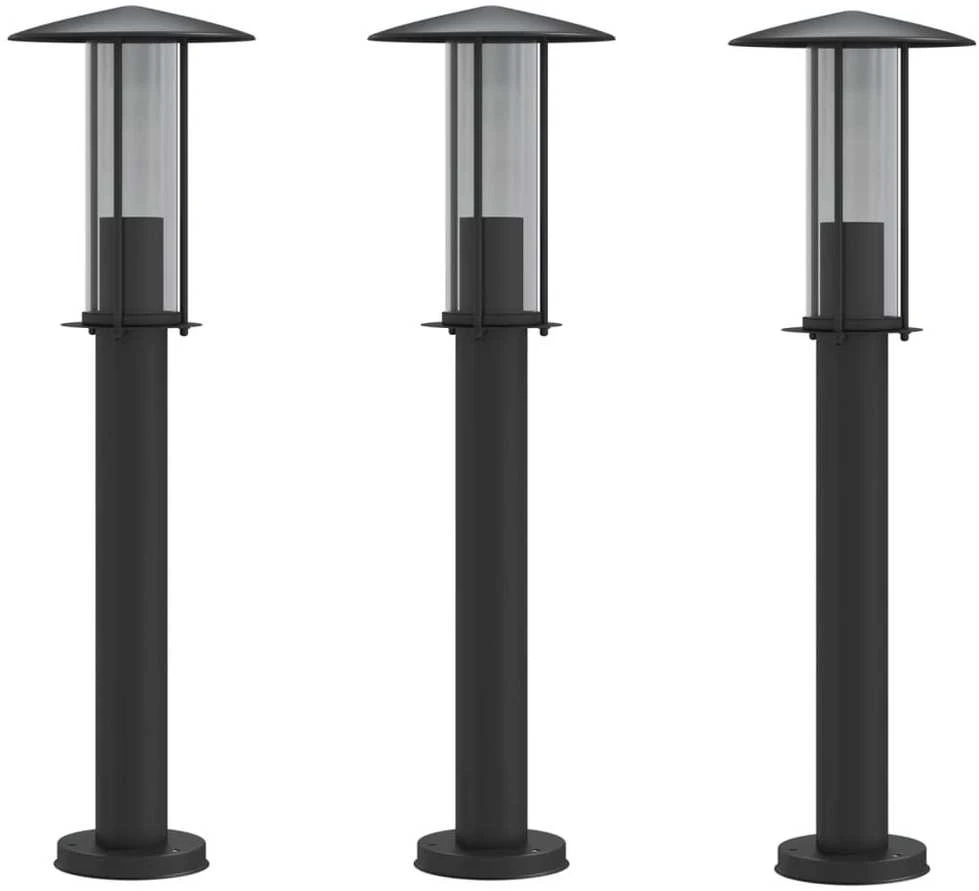Lauko šviestuvas, 3vnt., juodas, 60cm, nerūdijantis plienas
