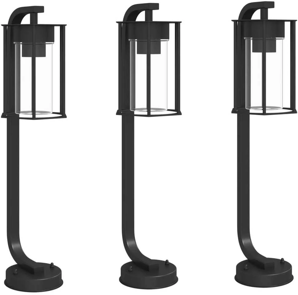 Lauko šviestuvas, 3vnt., juodas, 60cm, nerūdijantis plienas
