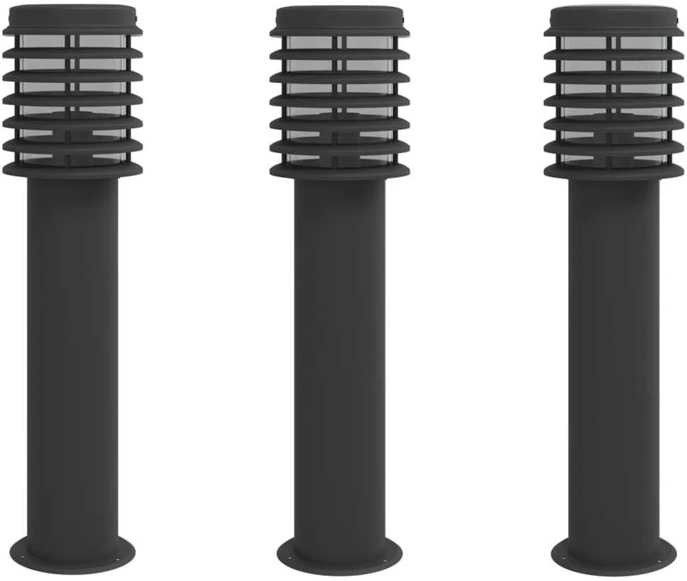 Lauko šviestuvas, 3vnt., juodas, 60cm, nerūdijantis plienas