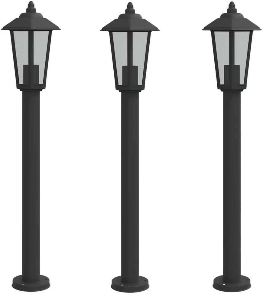 Lauko šviestuvas, 3vnt., juodas, 80cm, nerūdijantis plienas