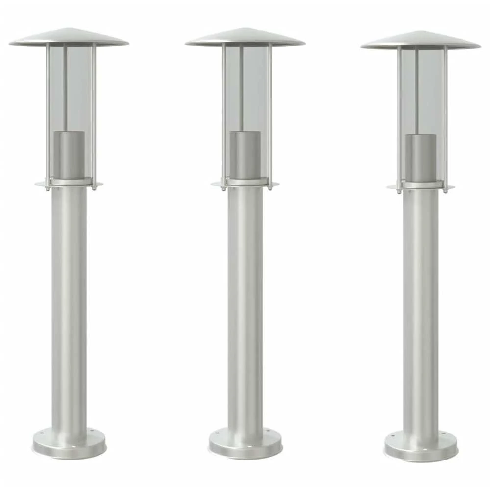 Lauko šviestuvas, 3vnt., sidabrinis, 60cm, nerūdijantis plienas