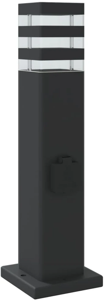 Lauko šviestuvas su išvedimu, juodas, 50cm, aliuminis