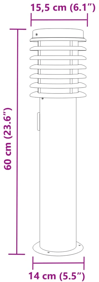 Lauko šviestuvas su išvedimu, sidabrinis, 60cm, plienas
