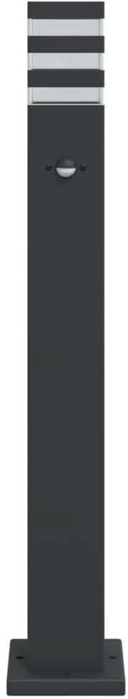 Lauko šviestuvas su jutikliu, 3vnt., juodas, 80cm, aliuminis