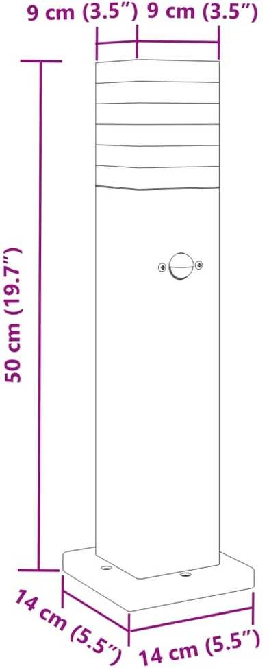 Lauko šviestuvas su jutikliu, 3vnt., juodi, 50cm, aliuminis