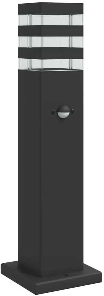 Lauko šviestuvas su jutikliu, juodas, 50cm, aliuminis