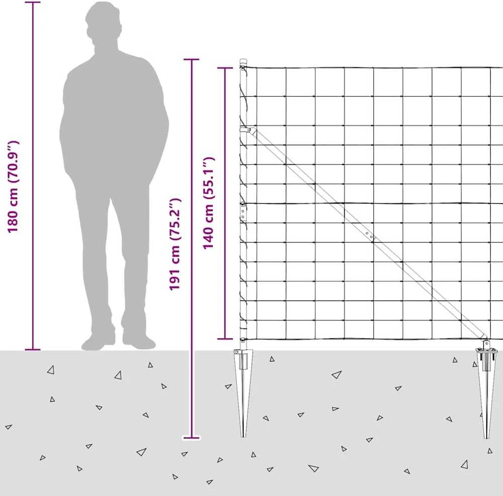 Suvirintas vielinis tvoras su smailiais galais 25 x 1,4 m
