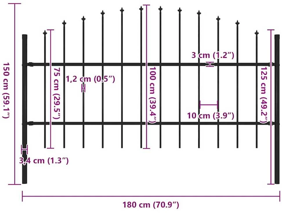 Lauko tvora su iečių viršug., juoda, (0,75-1)x1,7m, plienas