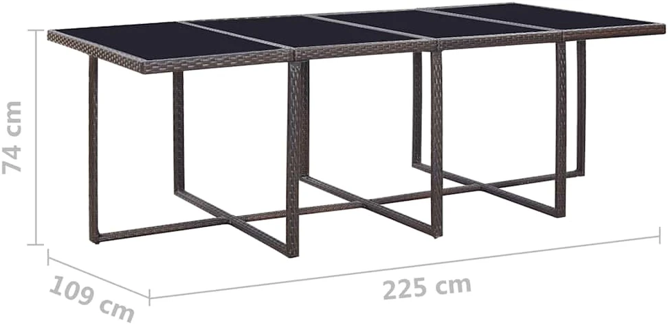 Lauko baldų komplektas Lauko valg. baldų komplekt. su pagalv., 13d., rudas, polirat.