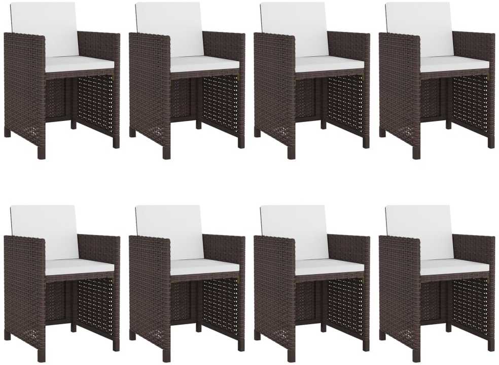 Lauko baldų komplektas Lauko valg. baldų komplekt. su pagalv., 9d., rudas, polirat.