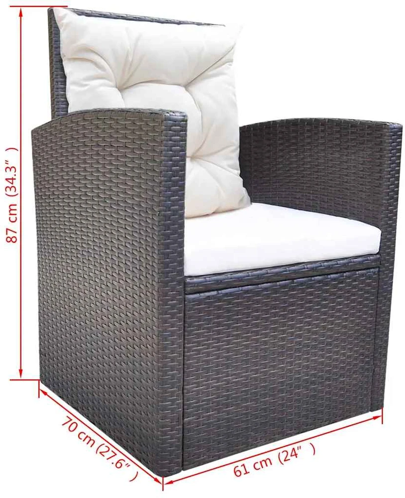 Lauko baldų komplektas Lauko valg. baldų komplekt. su pagalv., 6d., rudas, polirat.