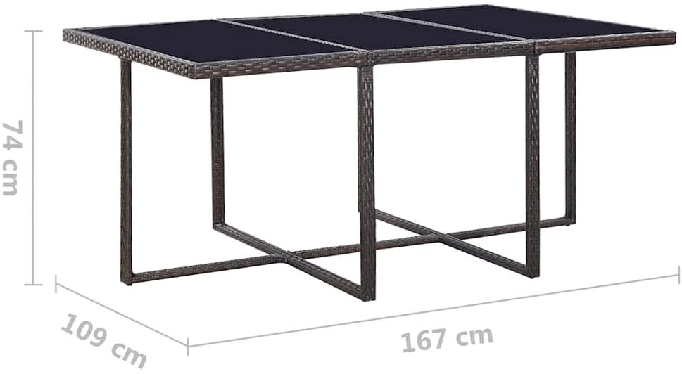 Lauko baldų komplektas Lauko valg. baldų komplekt. su pagalv., 11d., rudas, polirat.