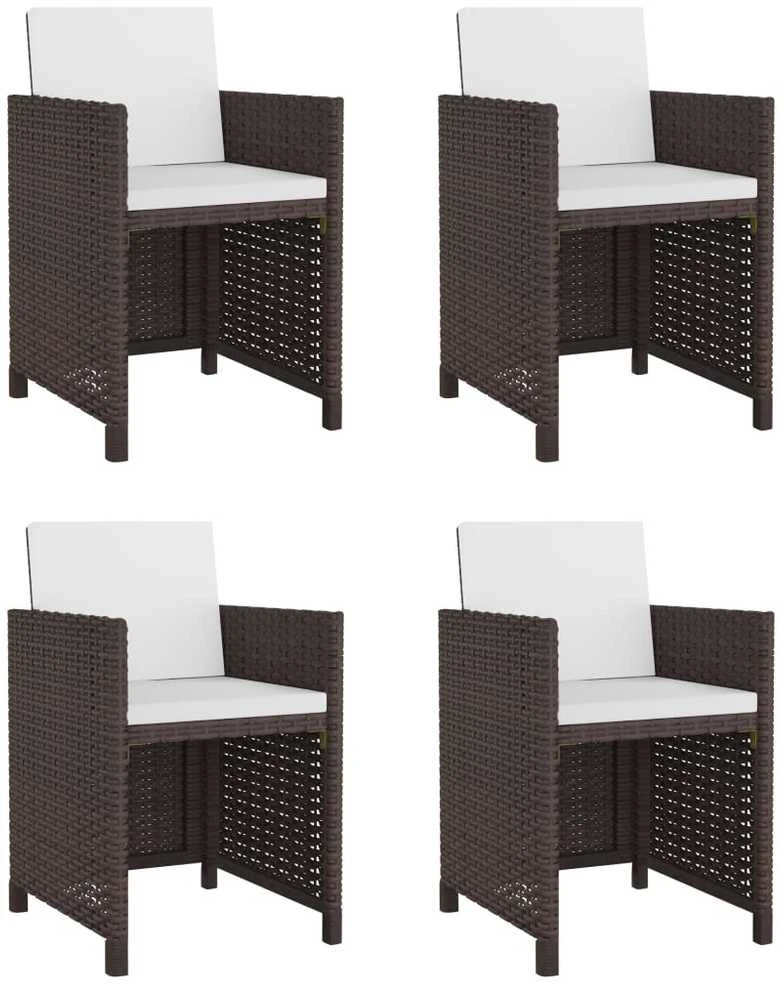 Lauko baldų komplektas Lauko valg. baldų komplekt. su pagalv., 5d., rudas, polirat.