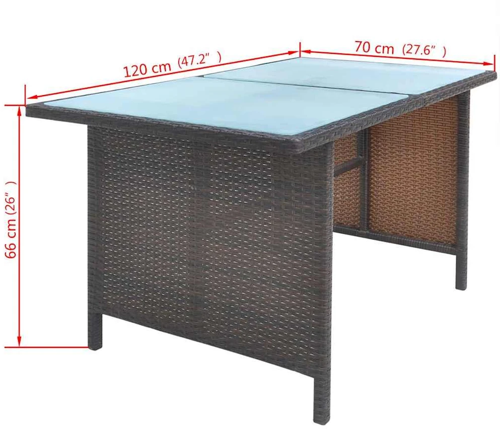 Lauko baldų komplektas Lauko valg. baldų komplekt. su pagalv., 6d., rudas, polirat.