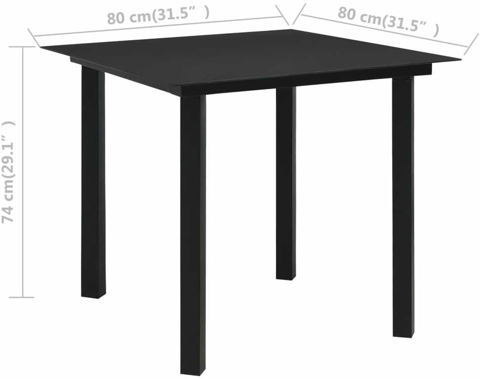 Lauko valgomojo baldų komplektas, 3 dalių, juodas, PVC ratanas