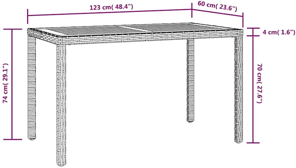 Lauko baldų komplektas Lauko valgomojo baldų kompl., 5d., juodas, polirat., akacija