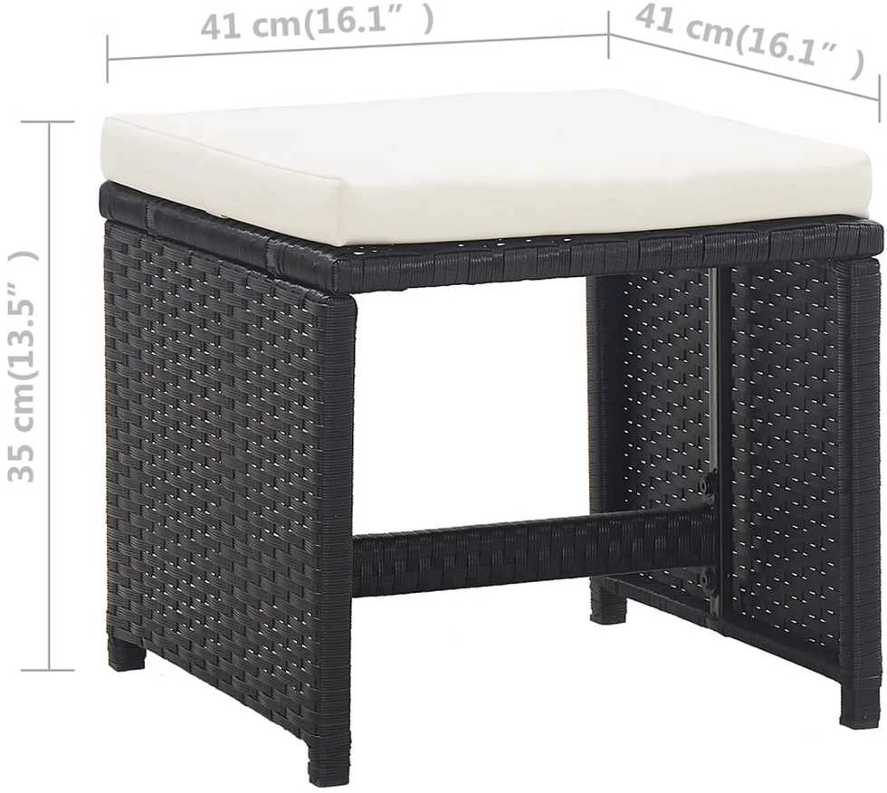 Lauko baldų komplektas Lauko valgomojo baldų kompl. su pagalv., 9d., juod., polirat.