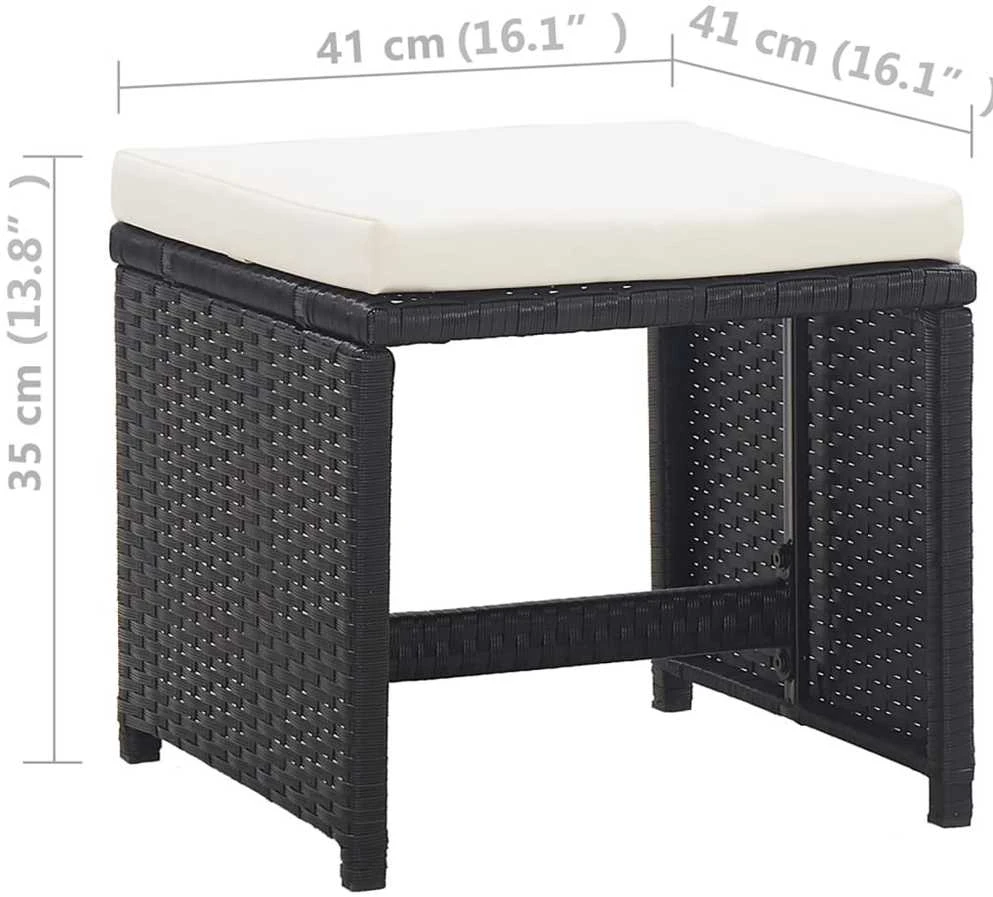 Lauko baldų komplektas Lauko valgomojo baldų kompl. su pagalv., 13d., juod., polirat.
