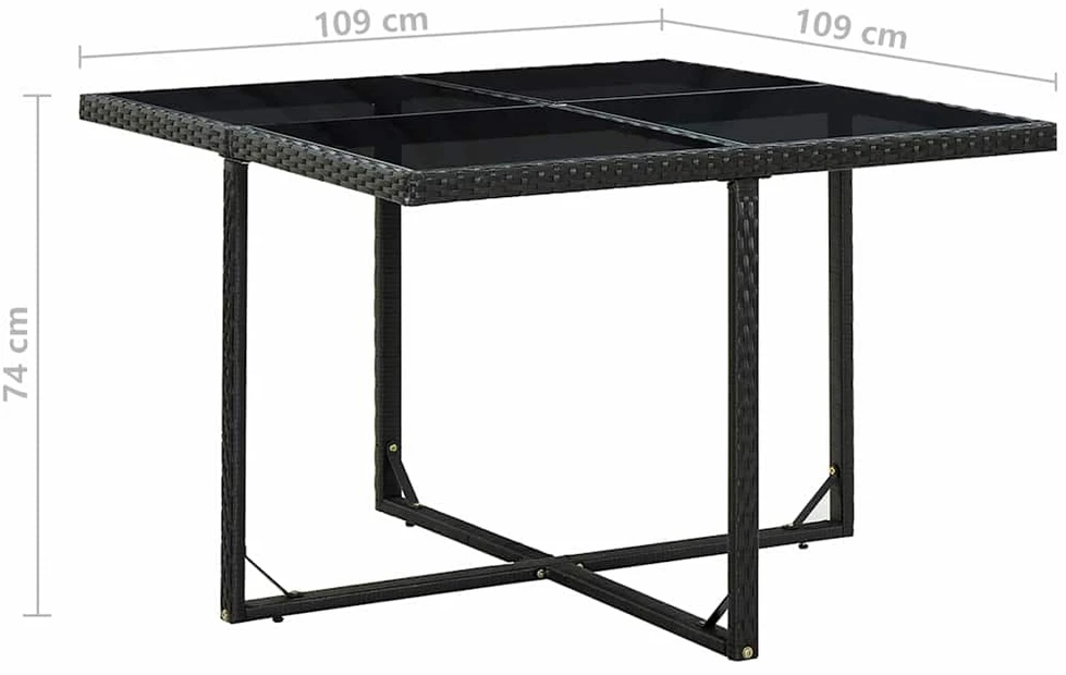 Lauko baldų komplektas Lauko valgomojo baldų kompl. su pagalv., 5d., juod., polirat.