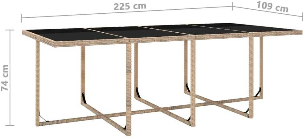 Lauko baldų komplektas Lauko valgomojo baldų kompl. su pagalv., 13d., krem., polirat.