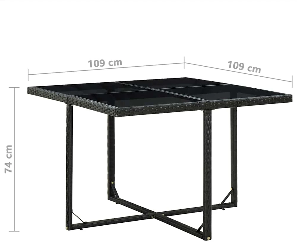 Lauko baldų komplektas Lauko valgomojo baldų kompl. su pagalv., 9d., juod., polirat.