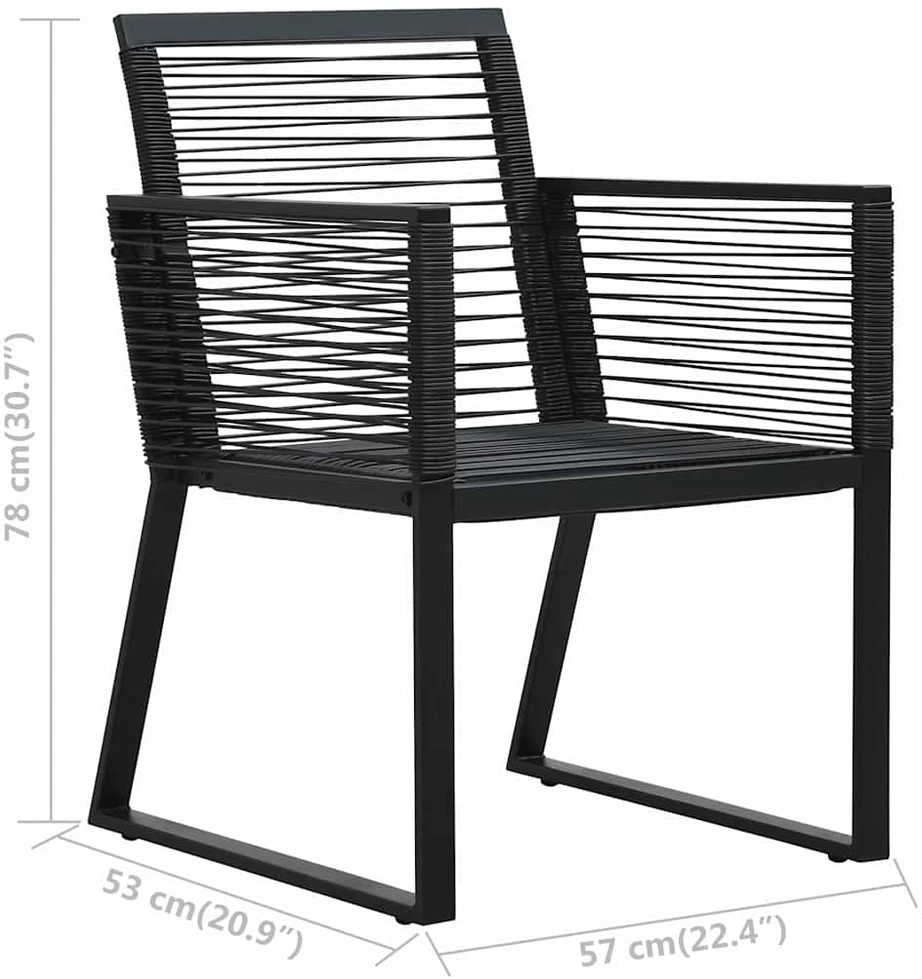 Lauko baldų komplektas Lauko valgomojo baldų komplektas, 3 dalių, juodas, PVC ratanas
