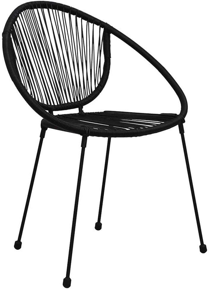 Lauko valgomojo baldų komplektas, 3 dalių, juodas, PVC ratanas