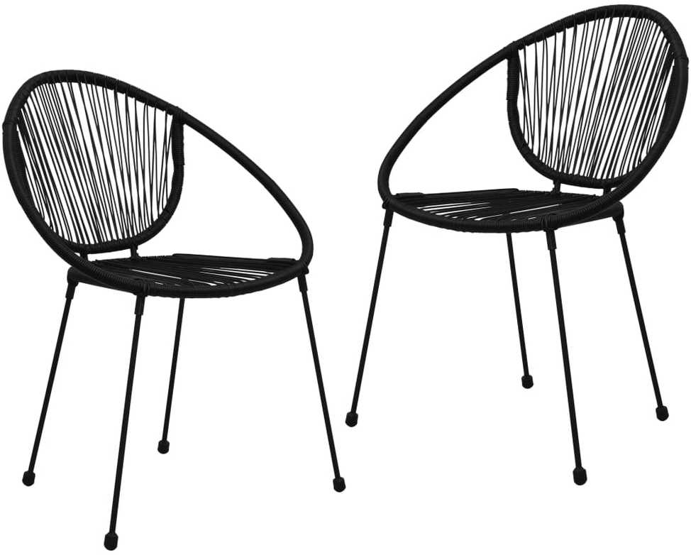 Lauko valgomojo baldų komplektas, 3 dalių, juodas, PVC ratanas