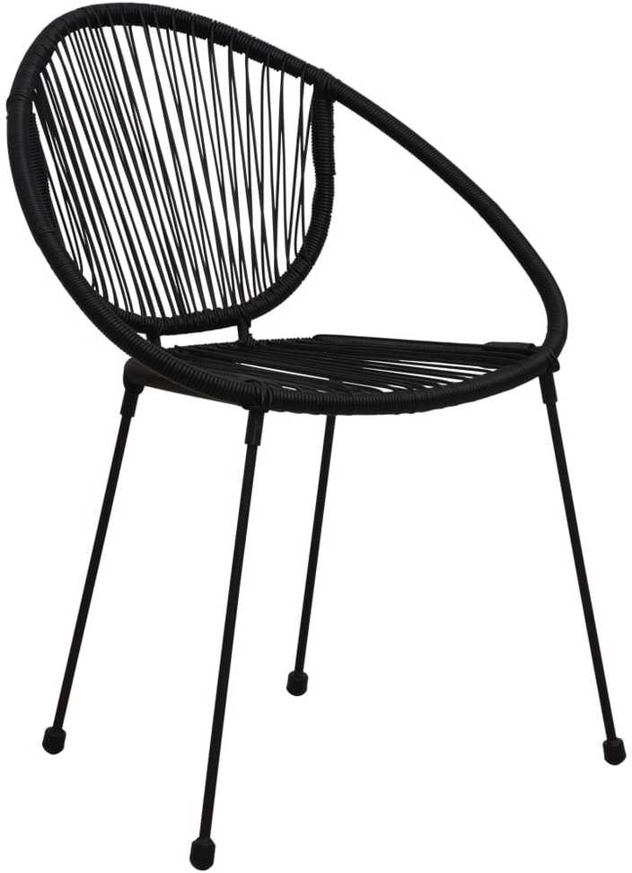 Lauko valgomojo baldų komplektas, 3 dalių, juodas, PVC ratanas