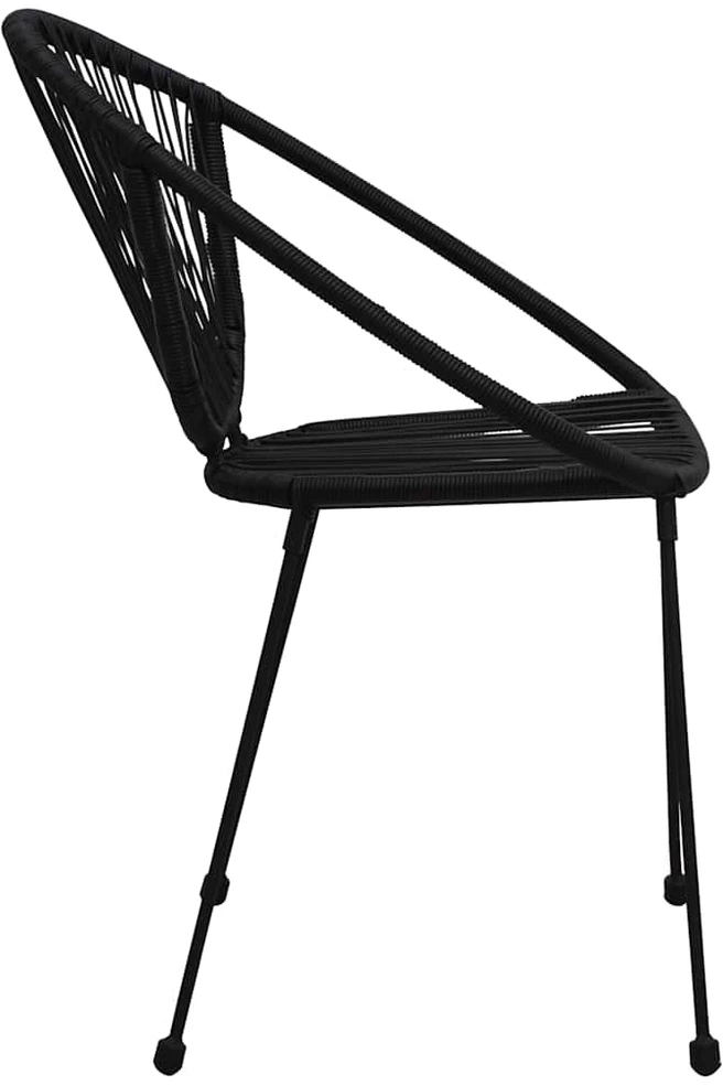 Lauko valgomojo baldų komplektas, 3 dalių, juodas, PVC ratanas