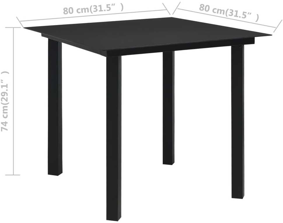 Lauko valgomojo baldų komplektas, 3 dalių, juodas, PVC ratanas