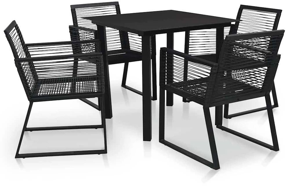 Lauko baldų komplektas Lauko valgomojo baldų komplektas, 5 dalių, juodas, PVC ratanas