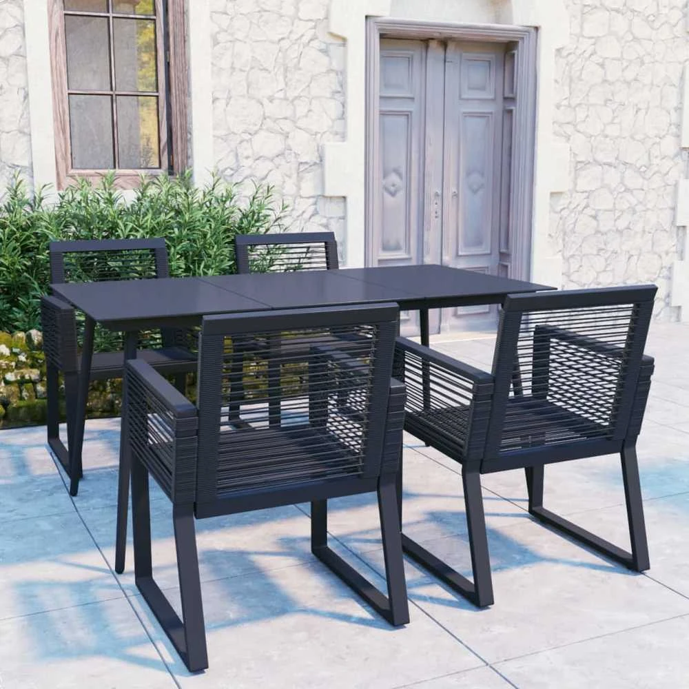 Lauko baldų komplektas Lauko valgomojo baldų komplektas, 5 dalių, juodas, PVC ratanas