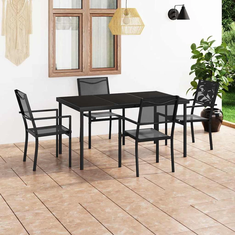 Lauko baldų komplektas Lauko valgomojo baldų komplektas, 5 dalių, plienas