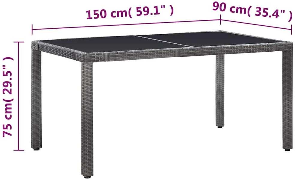 Lauko baldų komplektas Lauko valgomojo baldų komplektas, 7 dalių, pilkas, poliratanas