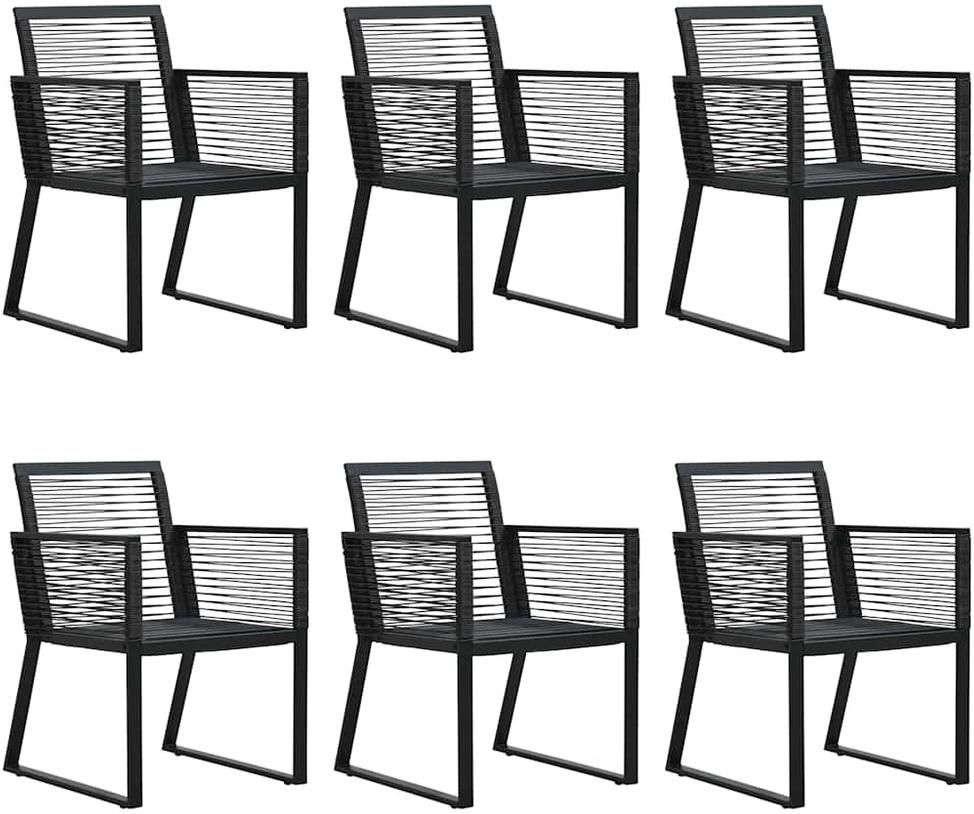 Lauko baldų komplektas Lauko valgomojo baldų komplektas, 7 dalių, juodas, PVC ratanas