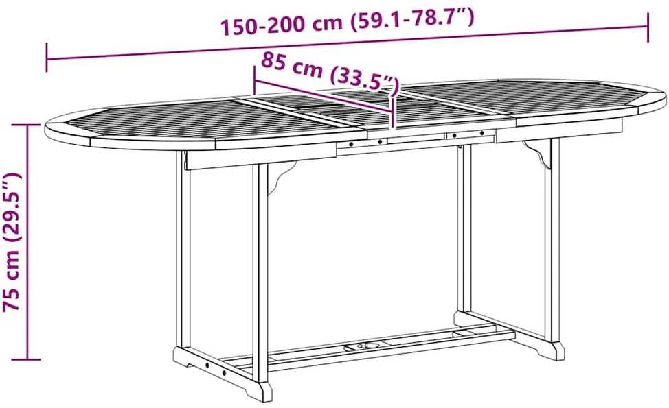 Lauko baldų komplektas Lauko valgomojo baldų komplektas, 7d., akacijos masyvas