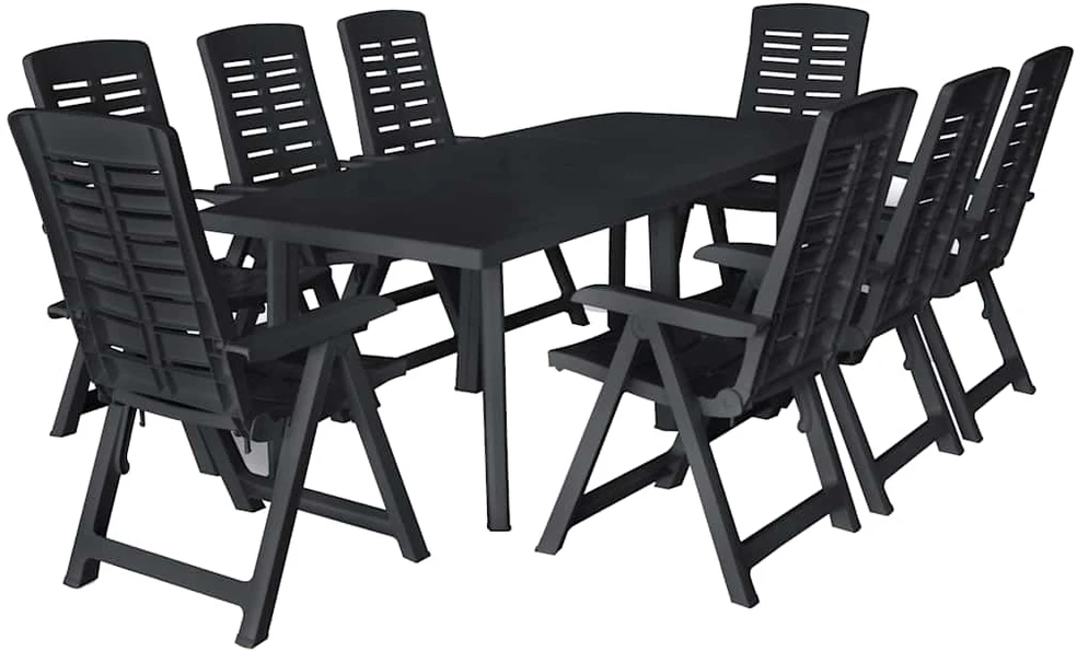 Lauko baldų komplektas Lauko valgomojo baldų komplektas, 9d., antracito, plastikas