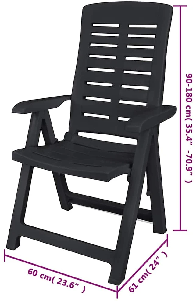 Lauko baldų komplektas Lauko valgomojo baldų komplektas, 9d., antracito, plastikas