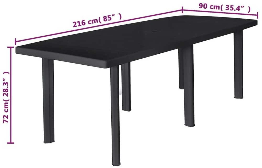 Lauko baldų komplektas Lauko valgomojo baldų komplektas, 9d., antracito, plastikas
