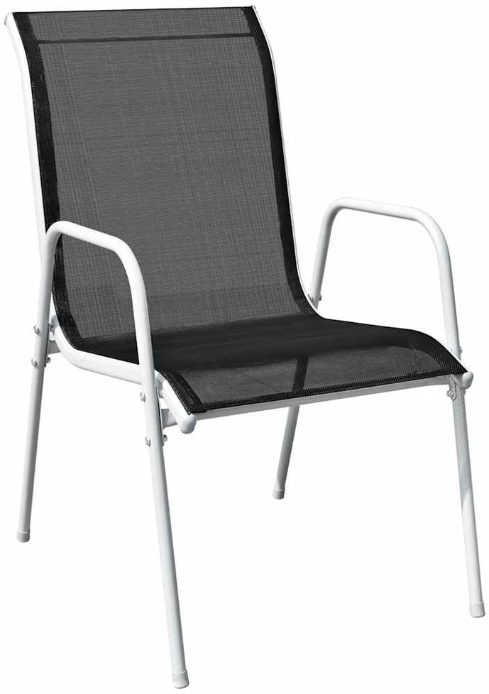 Lauko valgomojo baldų komplektas, 9d., juodas, plienas
