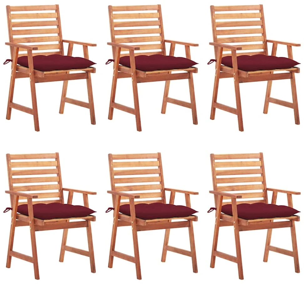 Lauko valgomojo kėdės su pagalvėlėmis, 6vnt., akacija