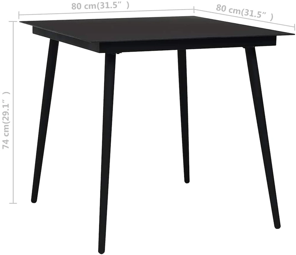 Lauko baldų komplektas Lauko valgomojo komplektas, 3 dalių, poliratanas ir stiklas