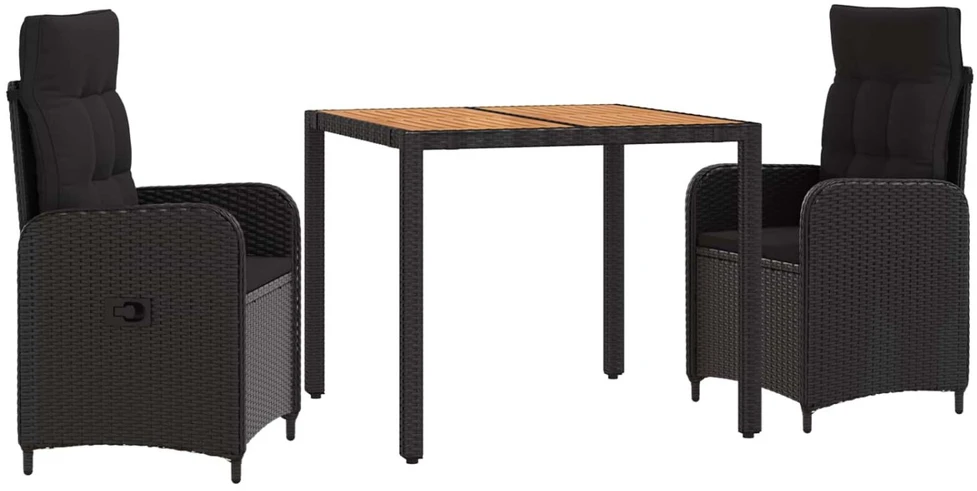 Lauko valgomojo komplektas 3 vnt. Juoda