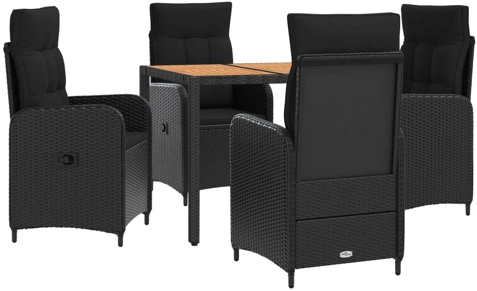 Lauko valgomojo komplektas 5 vnt. Juoda
