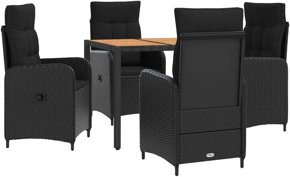 Lauko valgomojo komplektas 5 vnt. Juoda