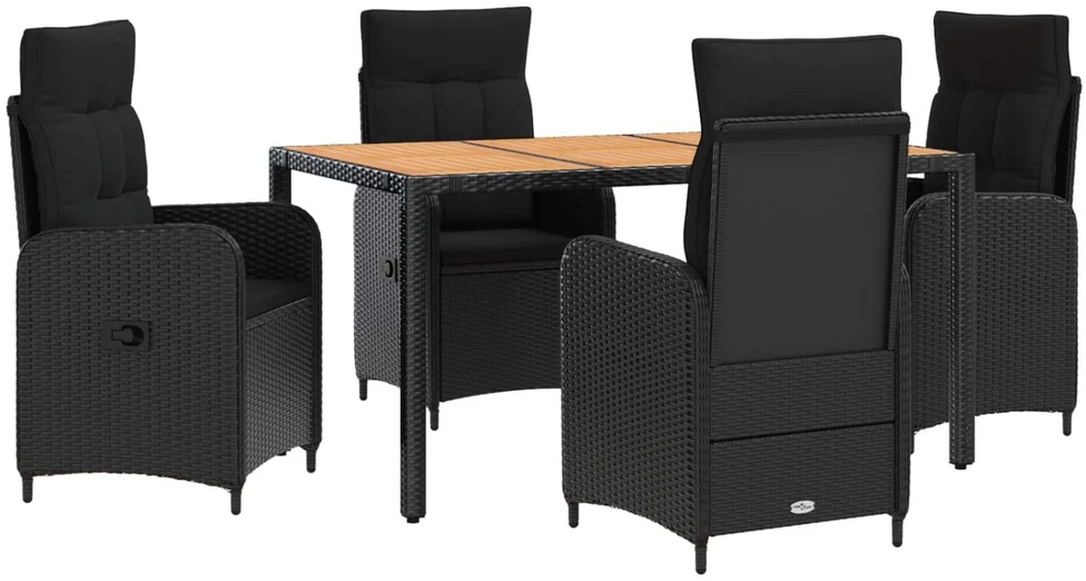 Lauko valgomojo komplektas 5 vnt. Juoda
